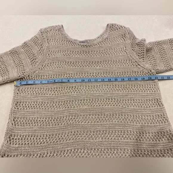 Zozo Crochet Sweater Oatmeal Womens Size Large Scoop Neck - Picture 7 of 10